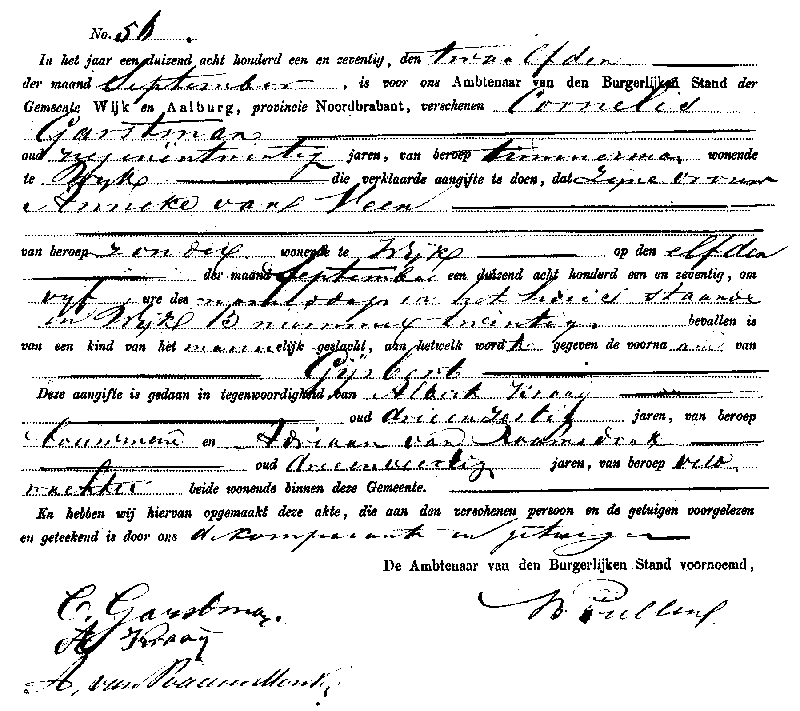 18710912 geb akte 56 Gijsbert zv C Garstman - A v Veen